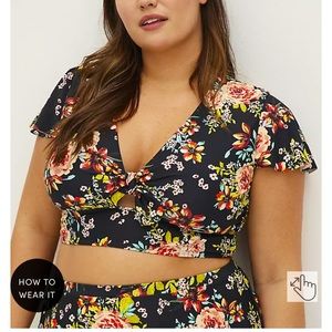 Torrid Short Sleeve Bikini Top Floral